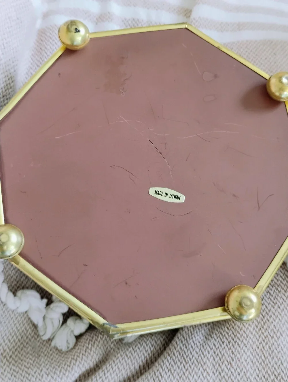 Vintage Jewelry Box Stained Glass Mirrored, Owl